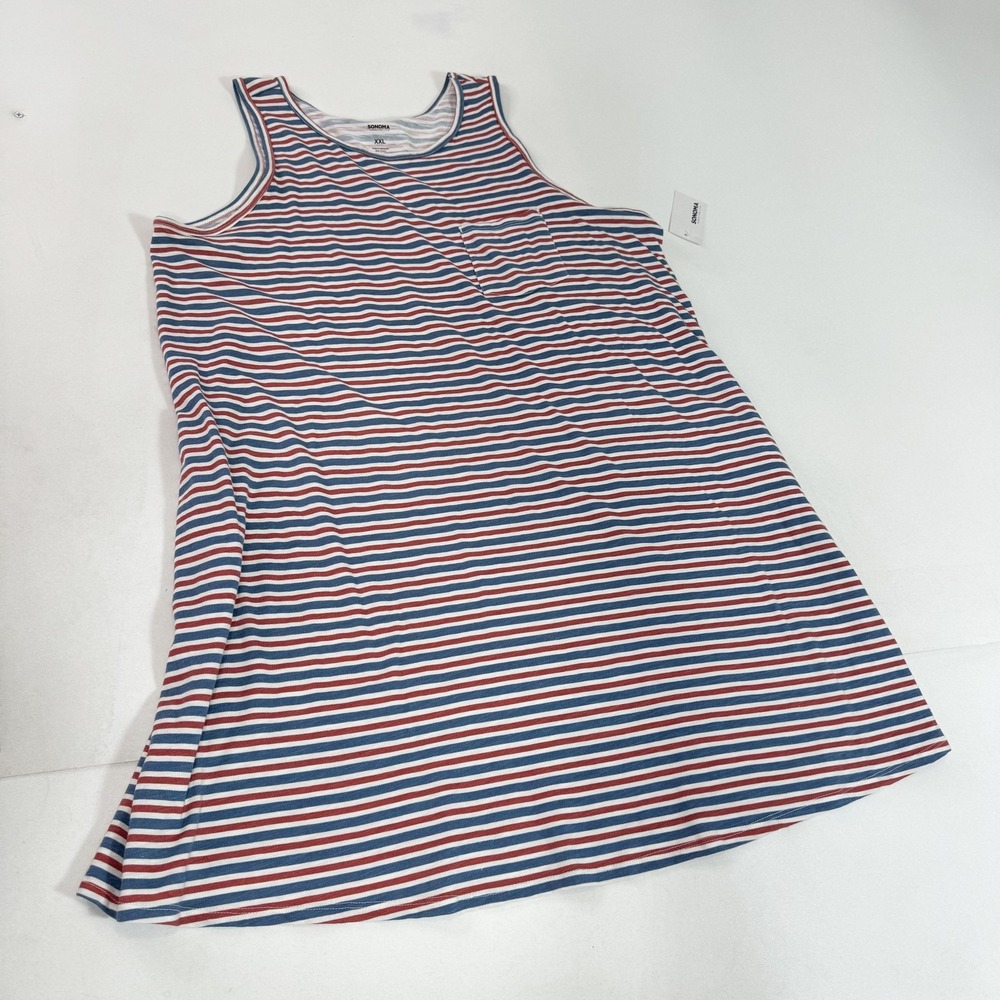 Sonoma Goods For Life Dress Womens 2XL Multicolor Stripe Tank Pocket Casual